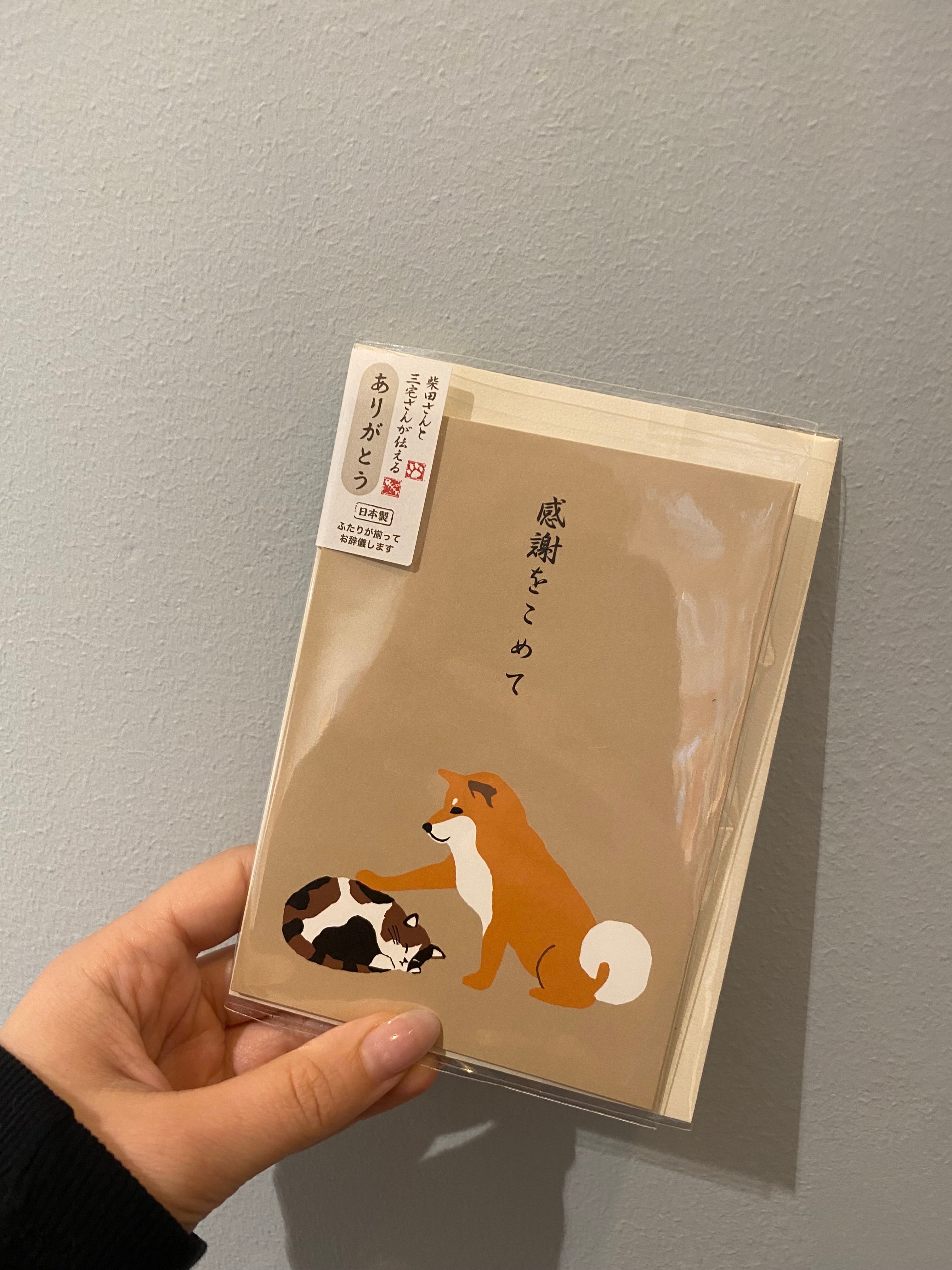 Japansk pop-up kort med Shiba og kat inkl. kuvert