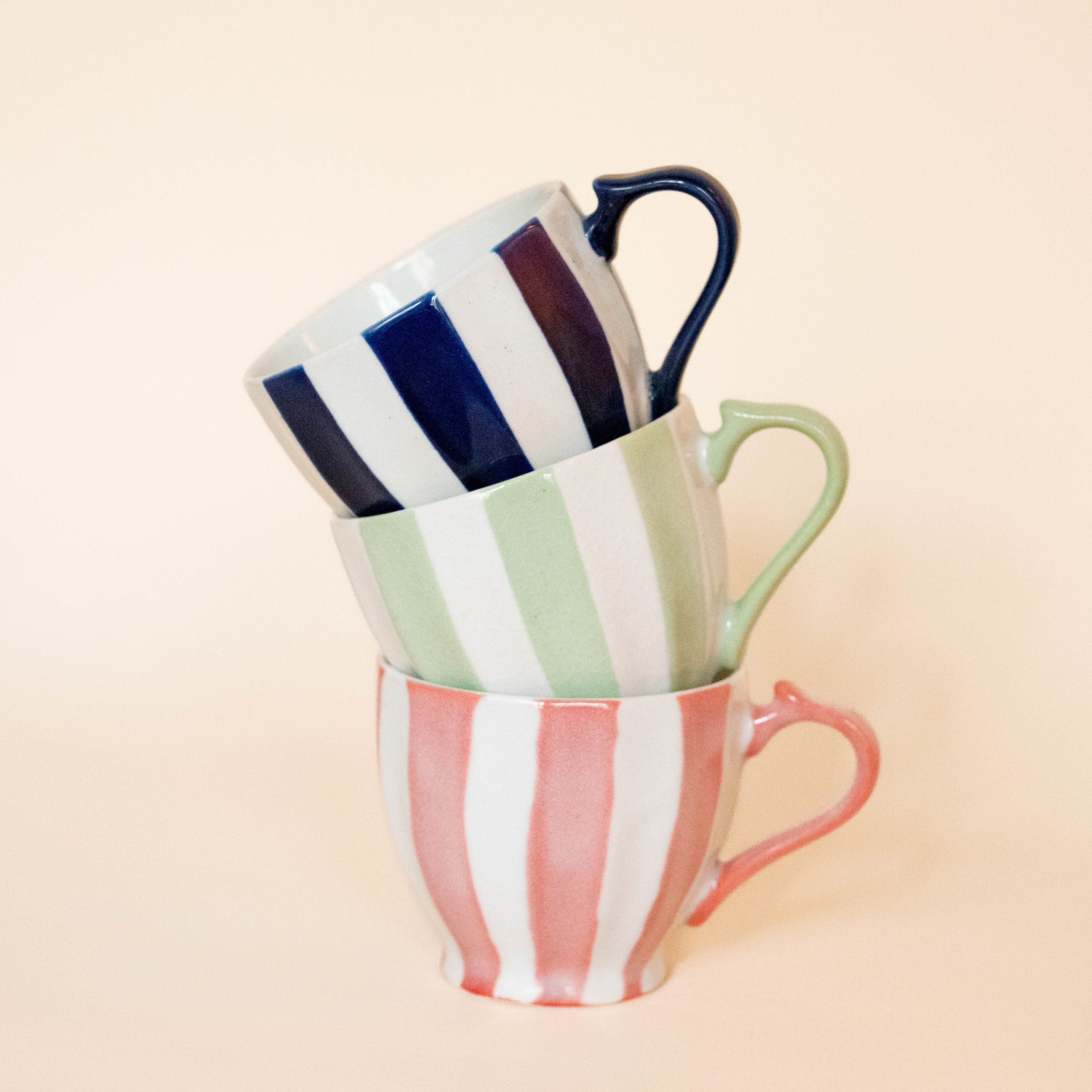 Japanese cup with green stripes