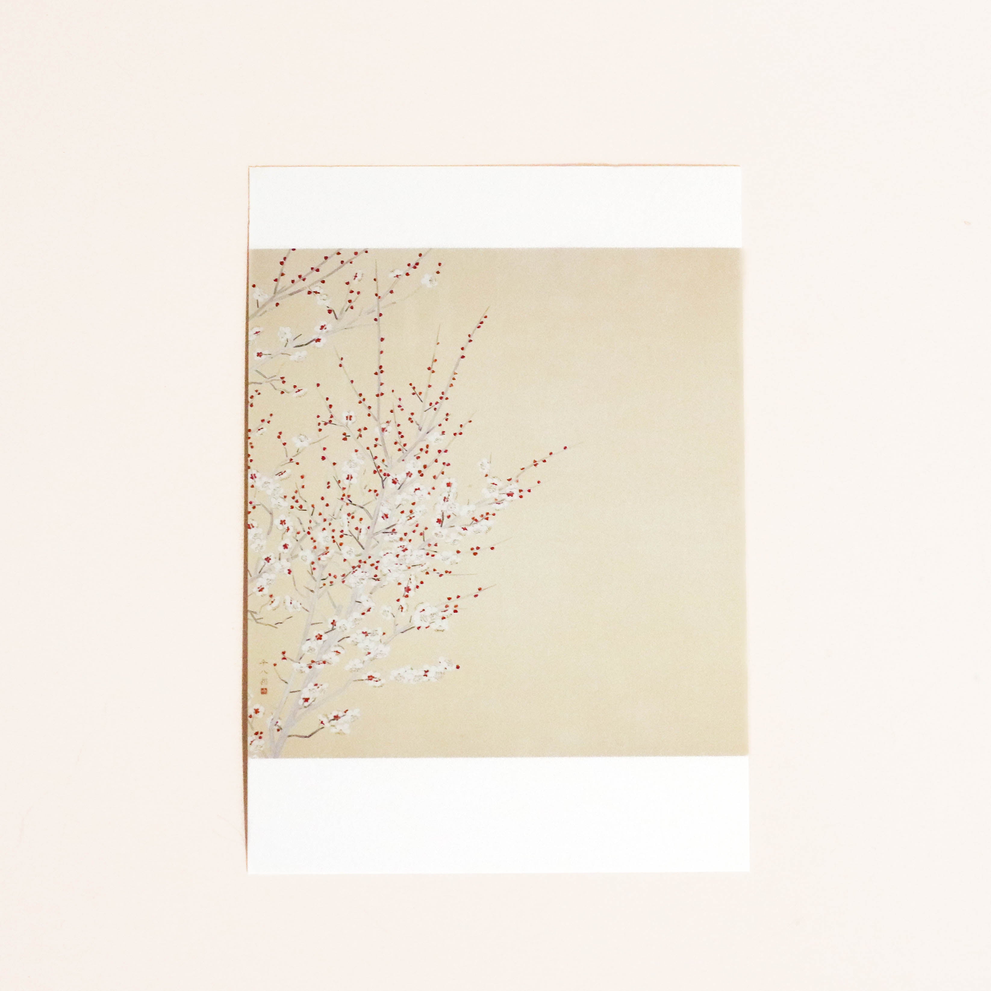 Card with beige background and flower branches