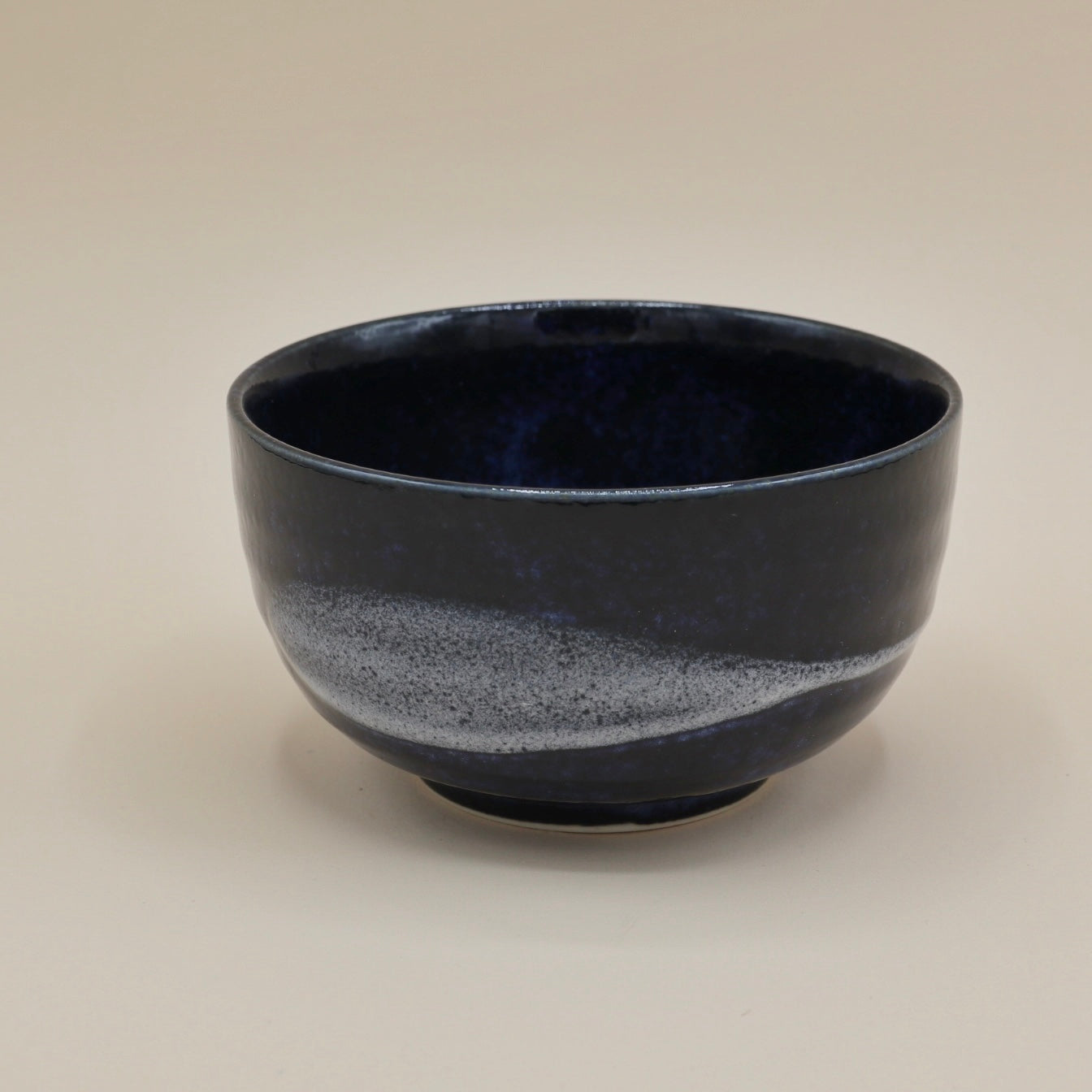 Matcha cup with dark blue glaze